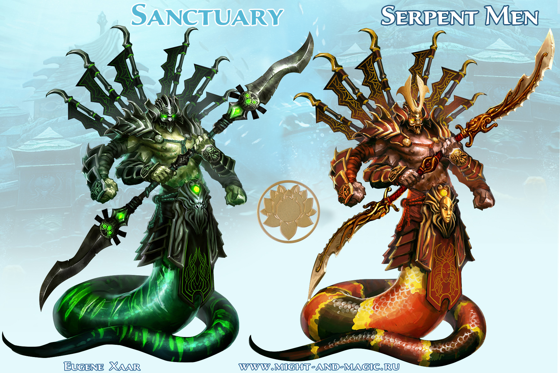 Heroes of might and Magic 8. Heroes of might and Magic v Naga. Serpent man. Man Serpent Axe.